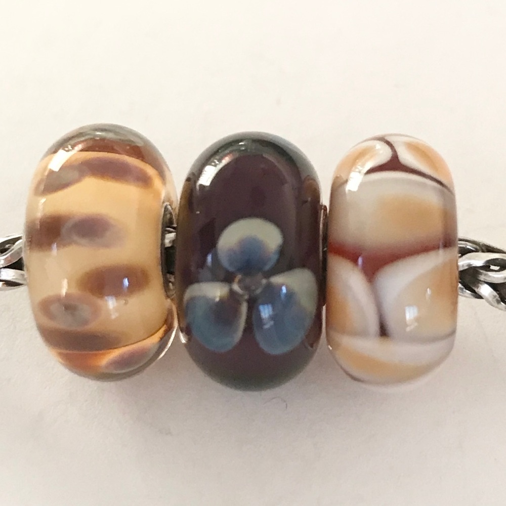 Authentic Trollbeads 3 Bead Set Glass New